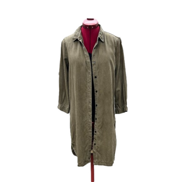 Zara 3/4 Sleeve Shirt /Dress Olive Green Size Small - Picture 1 of 7